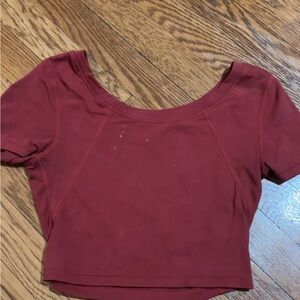 BuffBunny Red Fitted Crop Muscle Tee